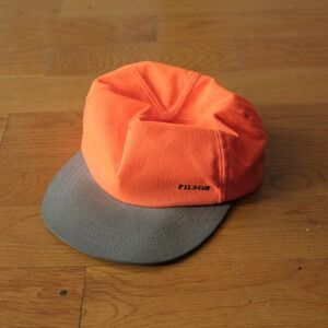 Filson Low Profile Hat Women Orange Grey Leather Strapback Outdoor Gorpcore OS